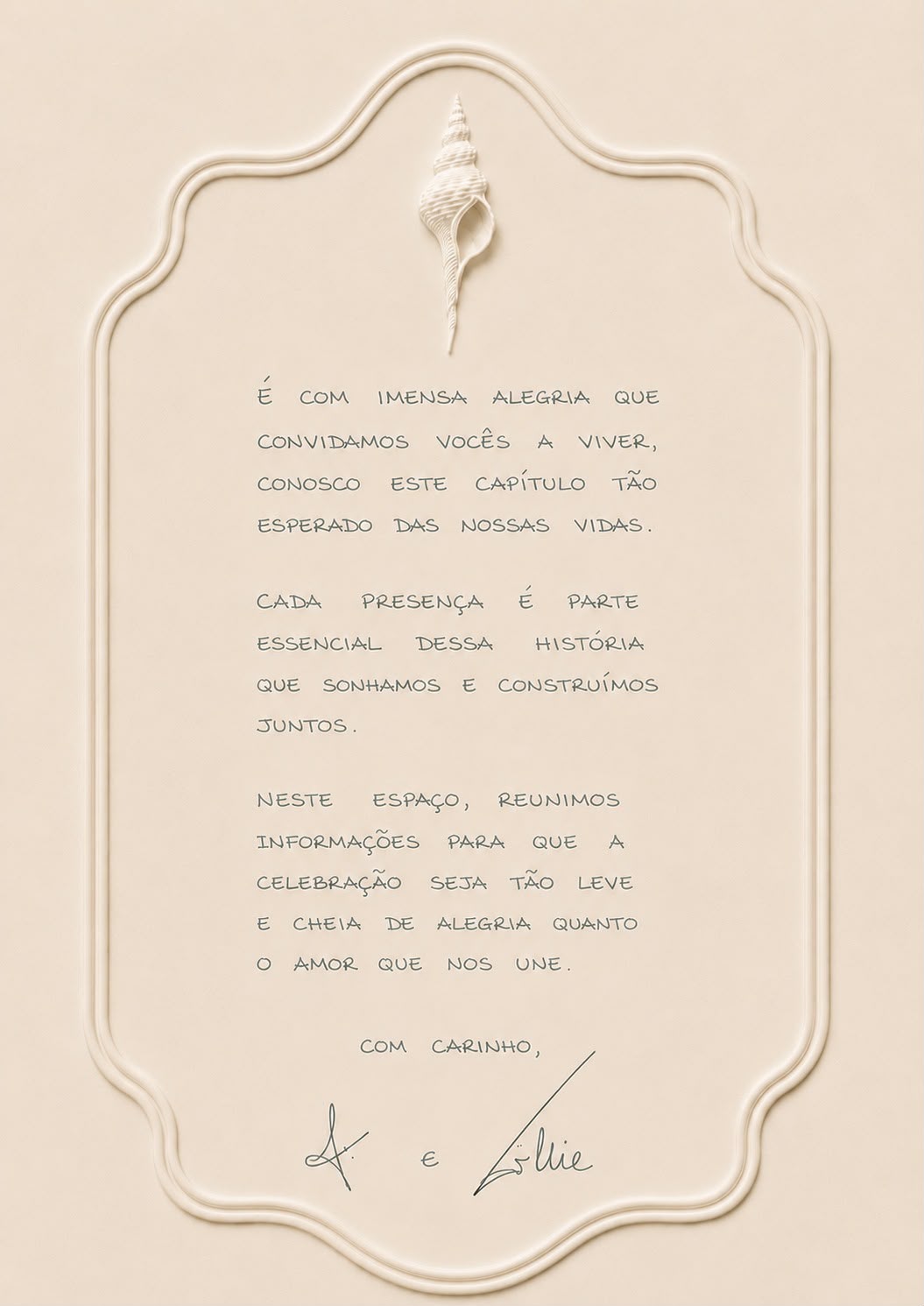Mensagem manuscrita de Julia e Guilherme
